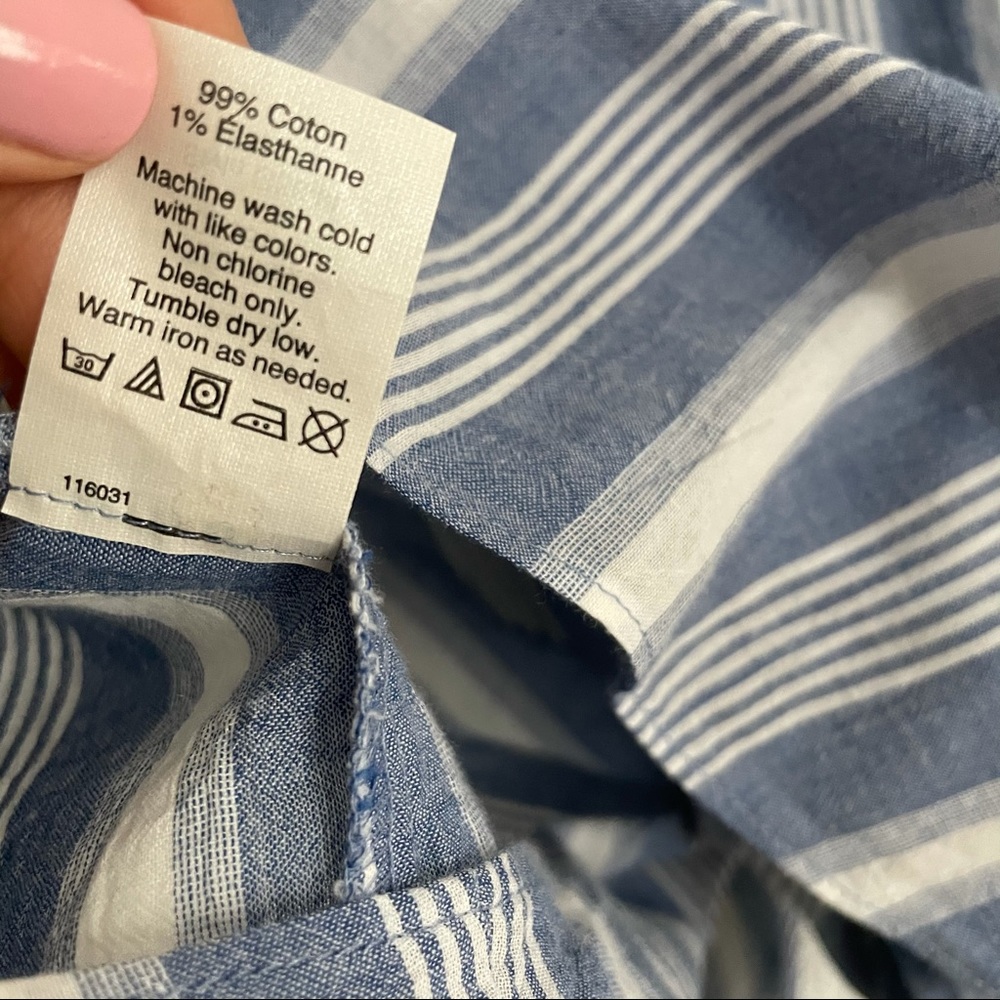 *SOLD* J Crew Striped Tie Waist Button Down M - Picture 15 of 15